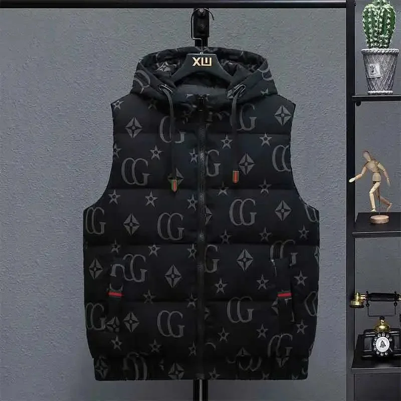 Gucci GG Monogram Hooded Puffer Vest Black
