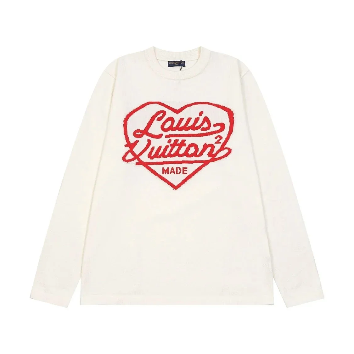Louis Vuitton Cream Heart Logo Sweater