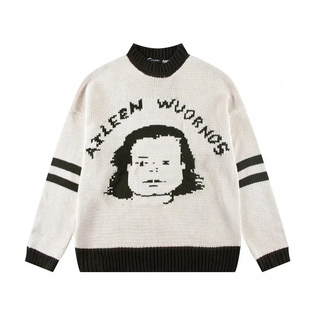 Unisex Aileen Wornos Graphic Knit Sweater Cream/Black