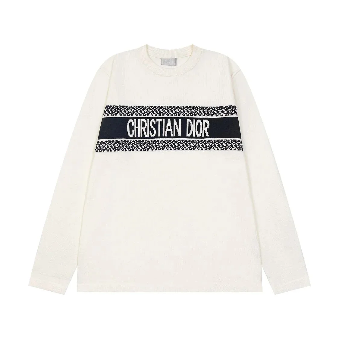 Dior White & Black Logo Knit Sweater