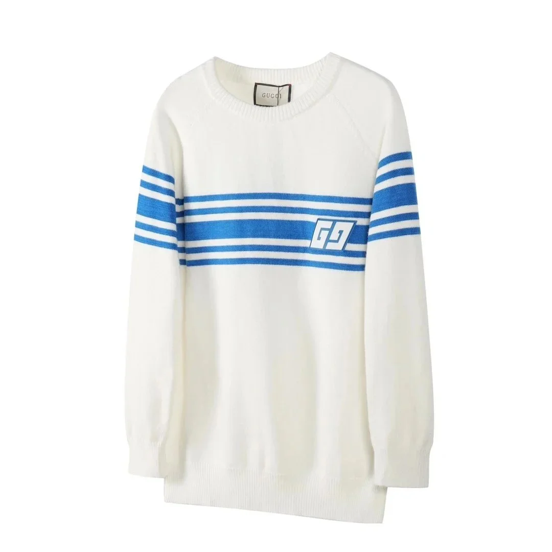 Gucci GG Stripe Knit Sweater White/Blue