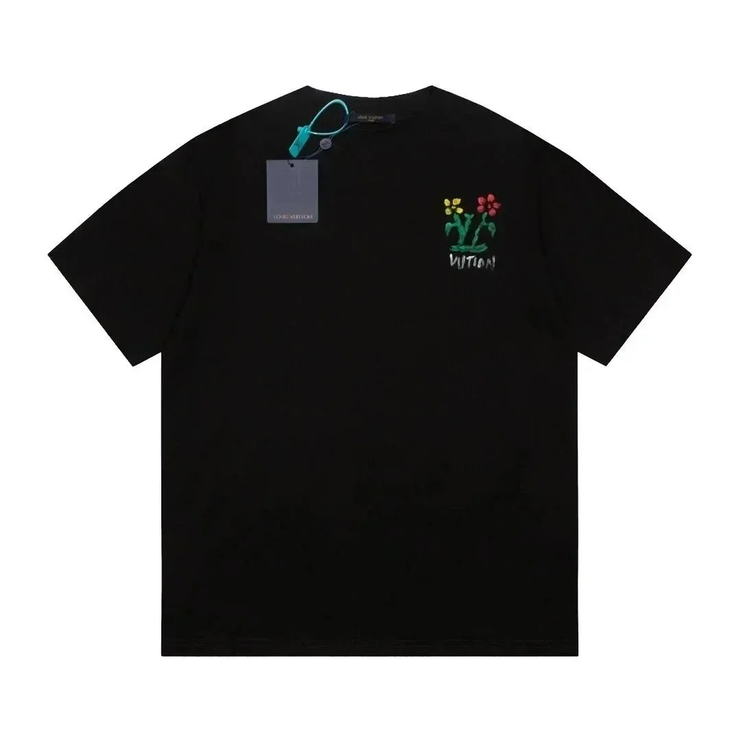 Louis Vuitton Black Flower Embroidery T-Shirt