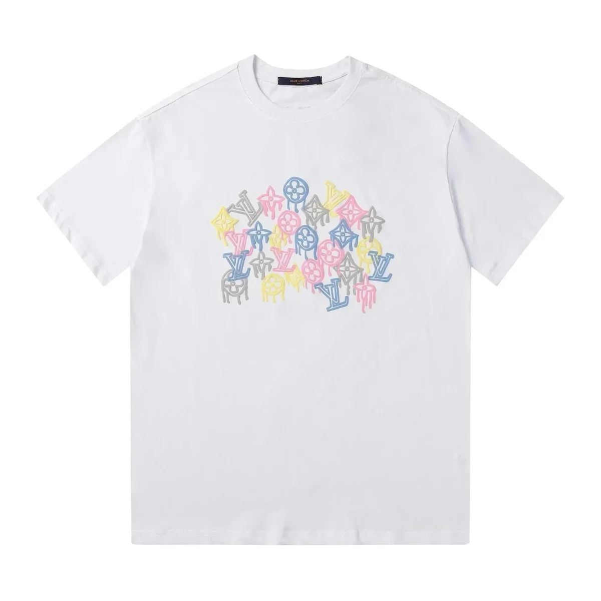 Louis Vuitton LV Monogram Embroidered White T-Shirt