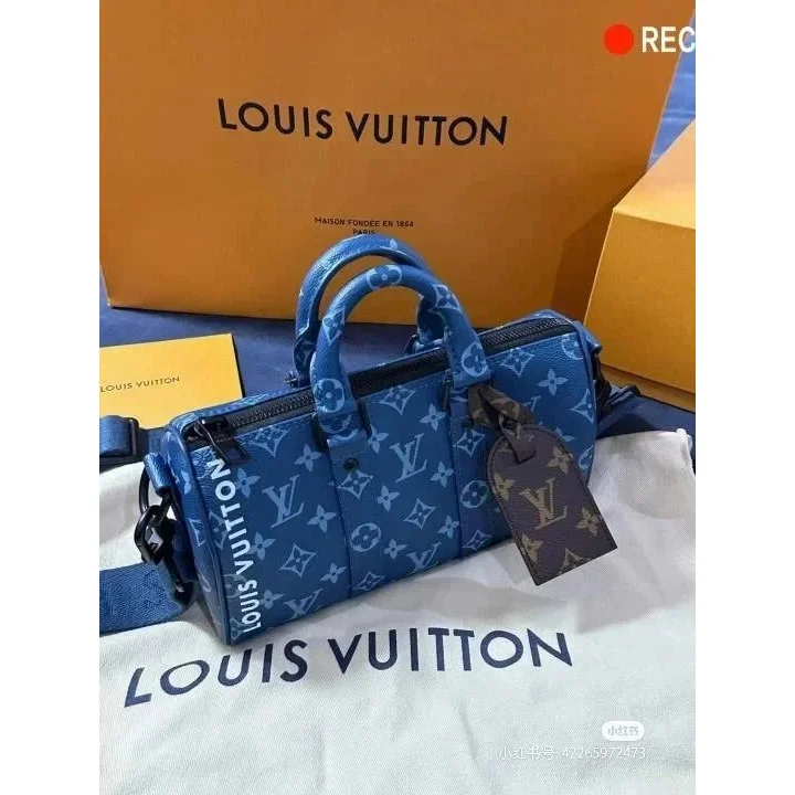 Louis Vuitton Keepall Monogram Blue Duffle Bag