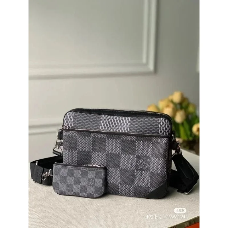 Louis Vuitton Damier Canvas Messenger Bag with Pouch