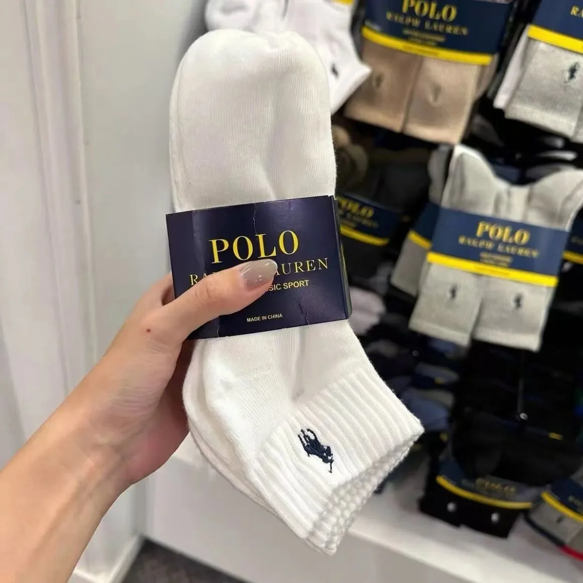 Polo Ralph Lauren White Classic Sport Socks