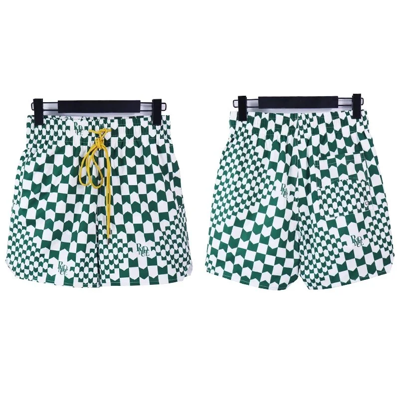 22绿格 Checkered Shorts Green/White Casual
