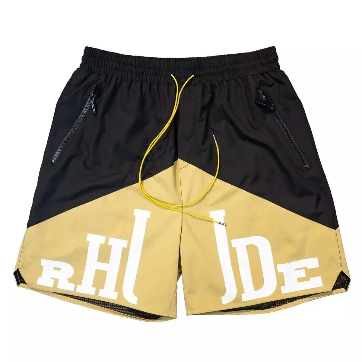 Rhude 10 Black Yellow Shorts