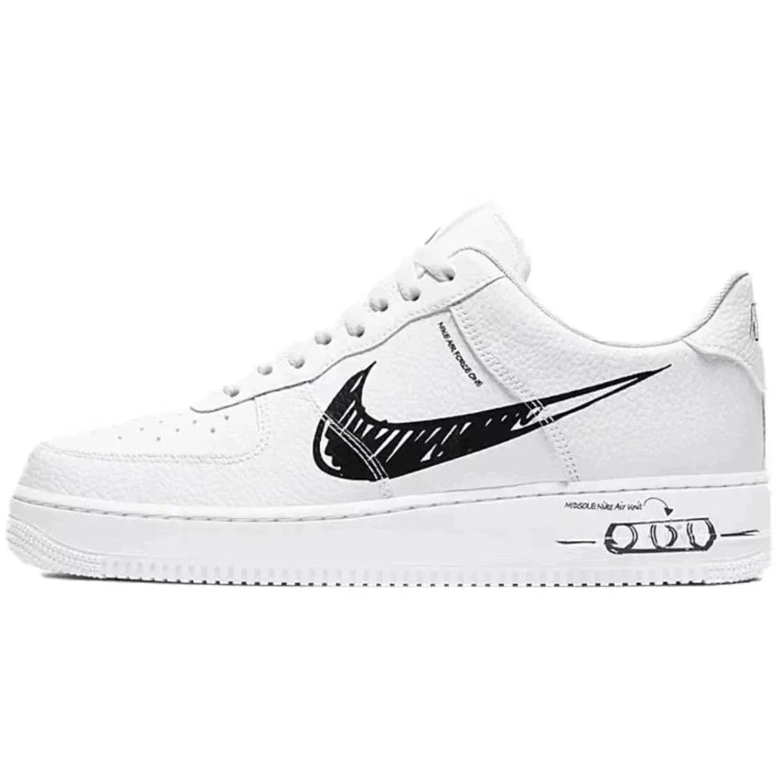 Nike Air Force 1 AF1 White Black Graffiti CW7581-101 Sneakers