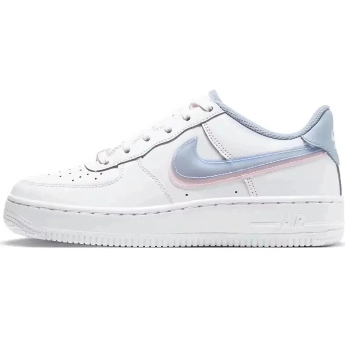 Nike Air Force 1 White/Pink Blue Double Hook Sneakers
