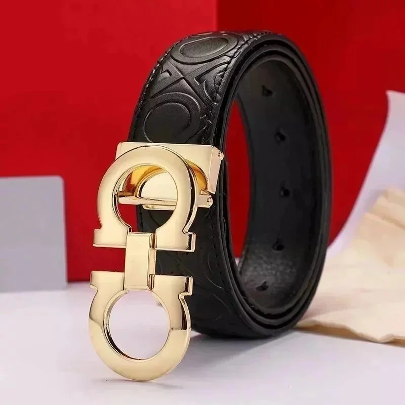 Ferragamo Gancini Black Leather Belt