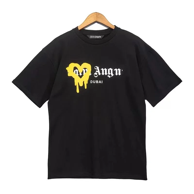 Palm Angels Life is Palm Black Dripping Heart T-Shirt