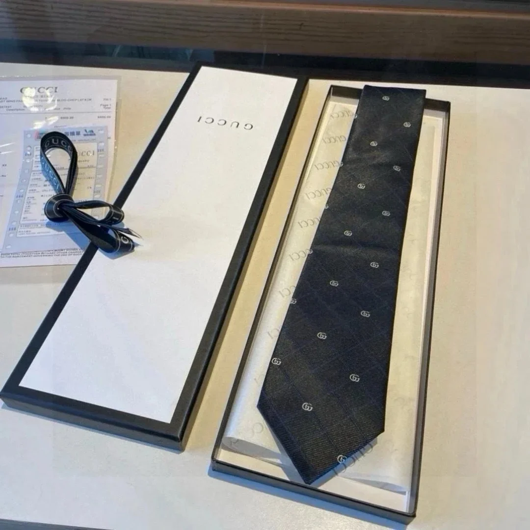 Gucci GG Monogram Tie Black Silk Necktie