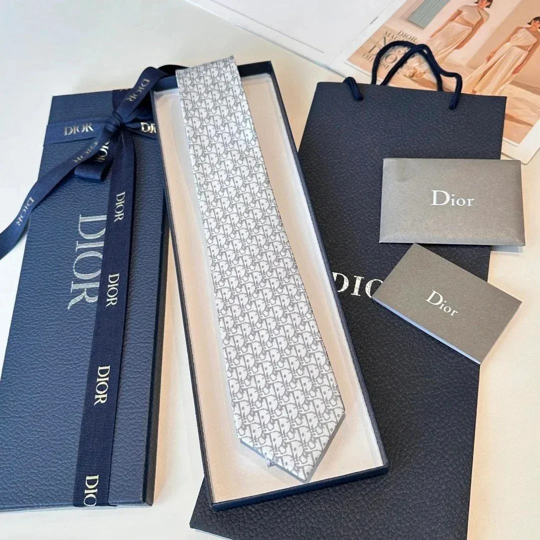 Dior Classic Logo Tie Silver