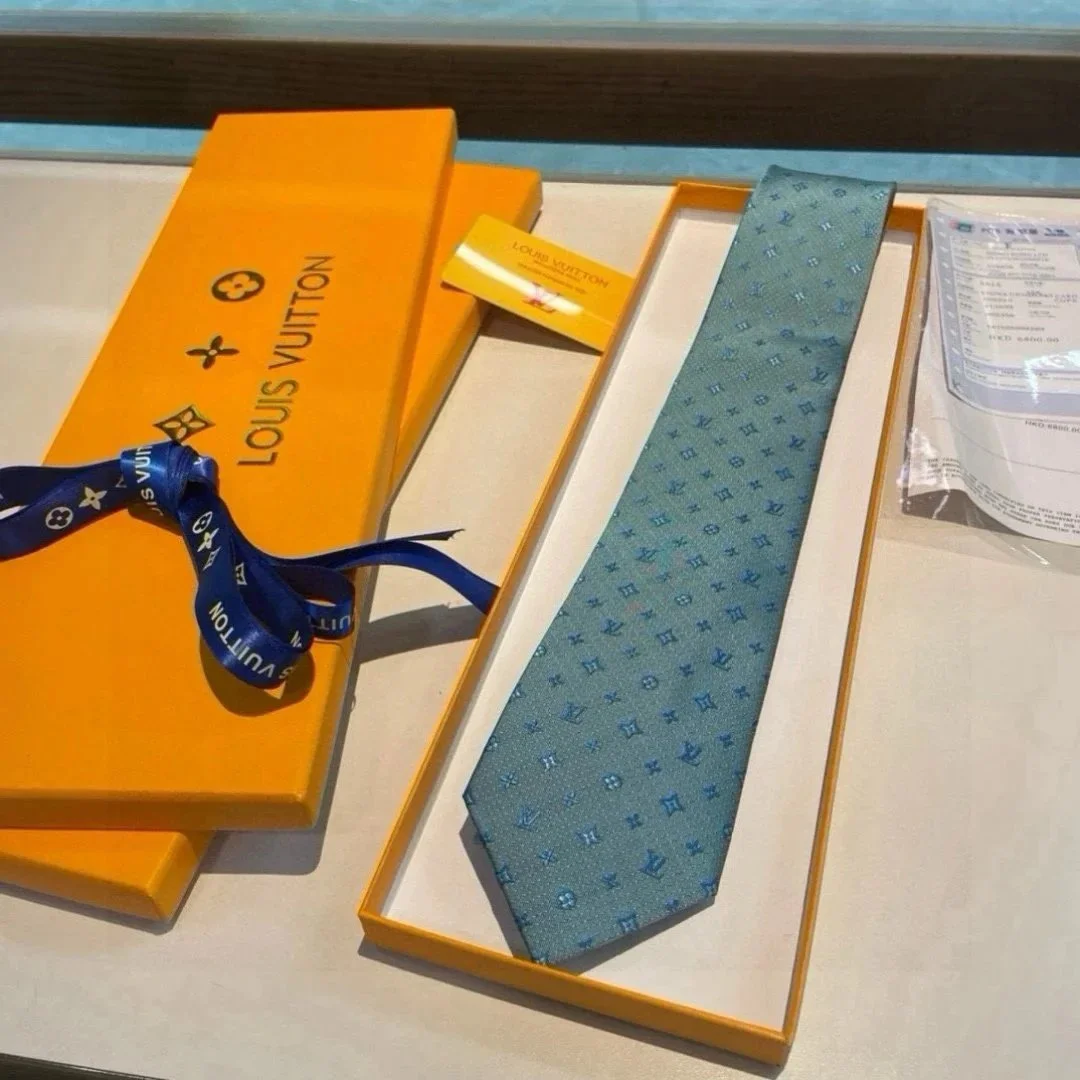 Louis Vuitton Monogram Silk Tie Blue