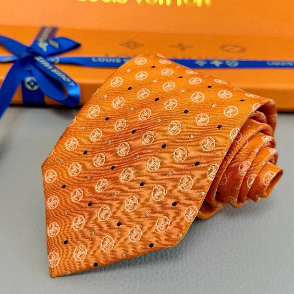 Louis Vuitton Monogram Silk Tie Orange