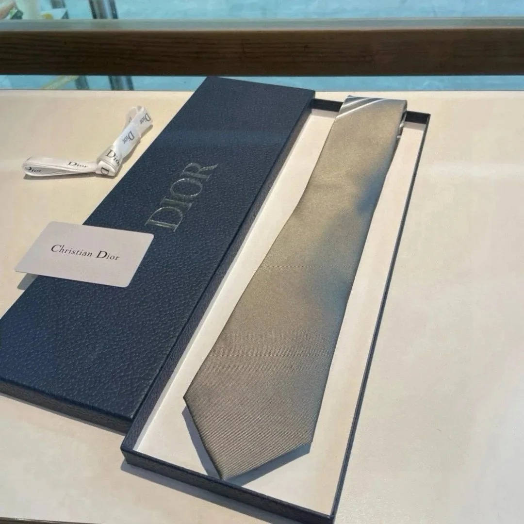 Christian Dior Grey Silk Tie
