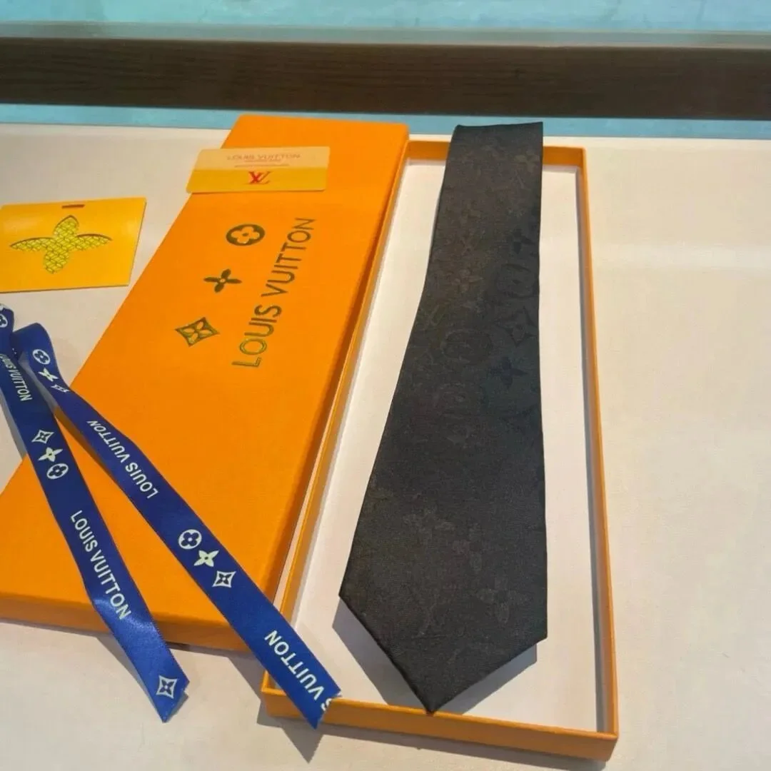 Louis Vuitton Monogram Silk Tie Black