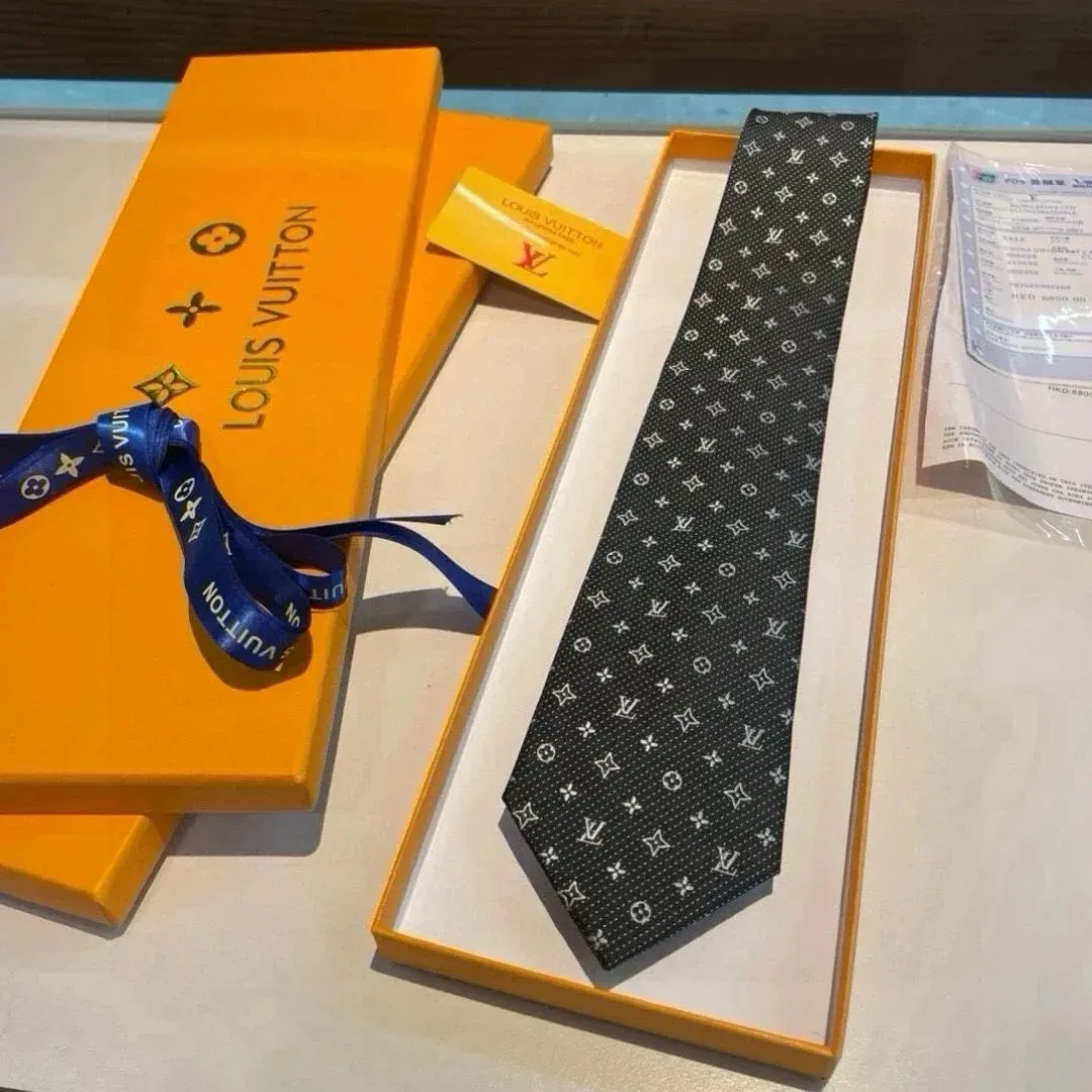 Louis Vuitton Monogram Silk Tie Black