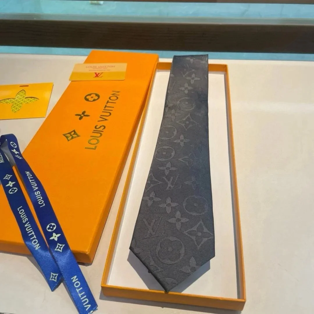 Louis Vuitton Monogram Silk Tie Black