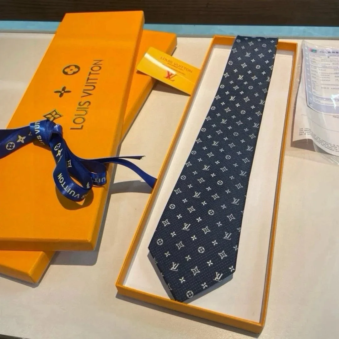 Louis Vuitton Monogram Silk Tie Navy