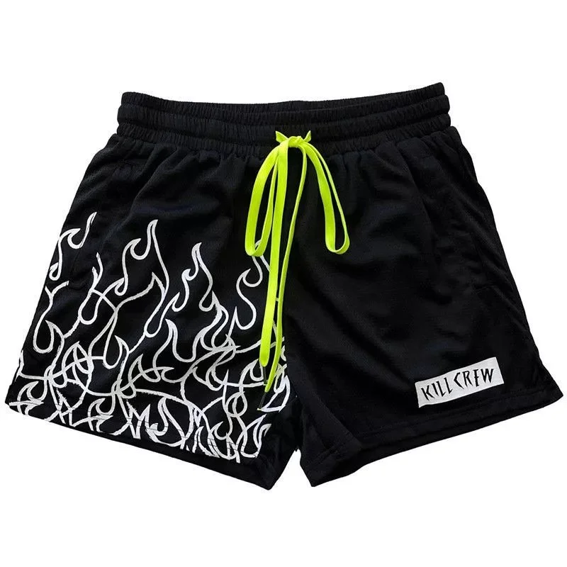 Black Flame Print Shorts Killcrew