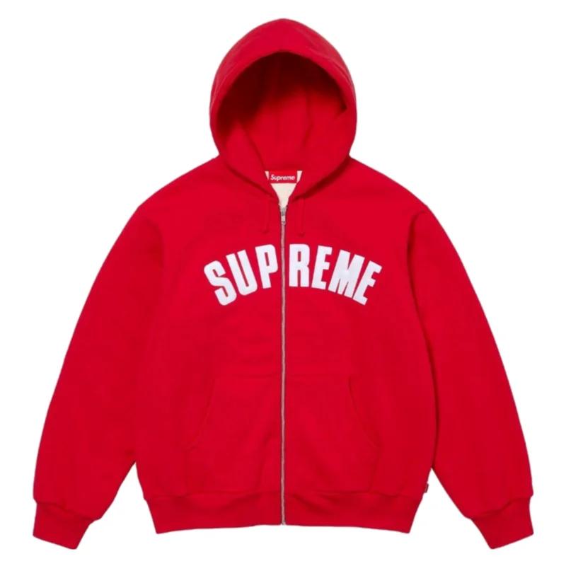 Supreme Red Arc Logo Zip-Up Hoodie