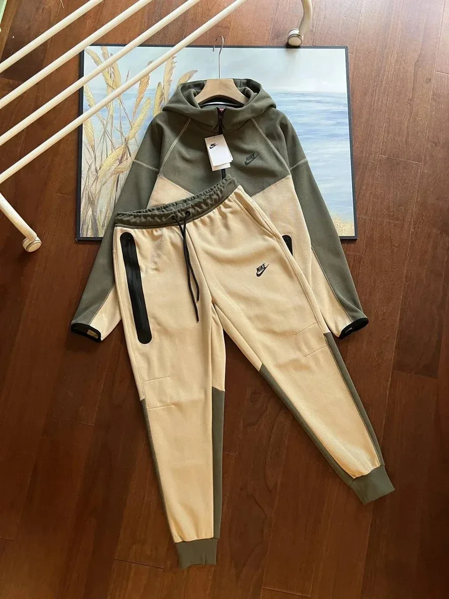 Nike Tech Fleece Olive & Beige Tracksuit Set