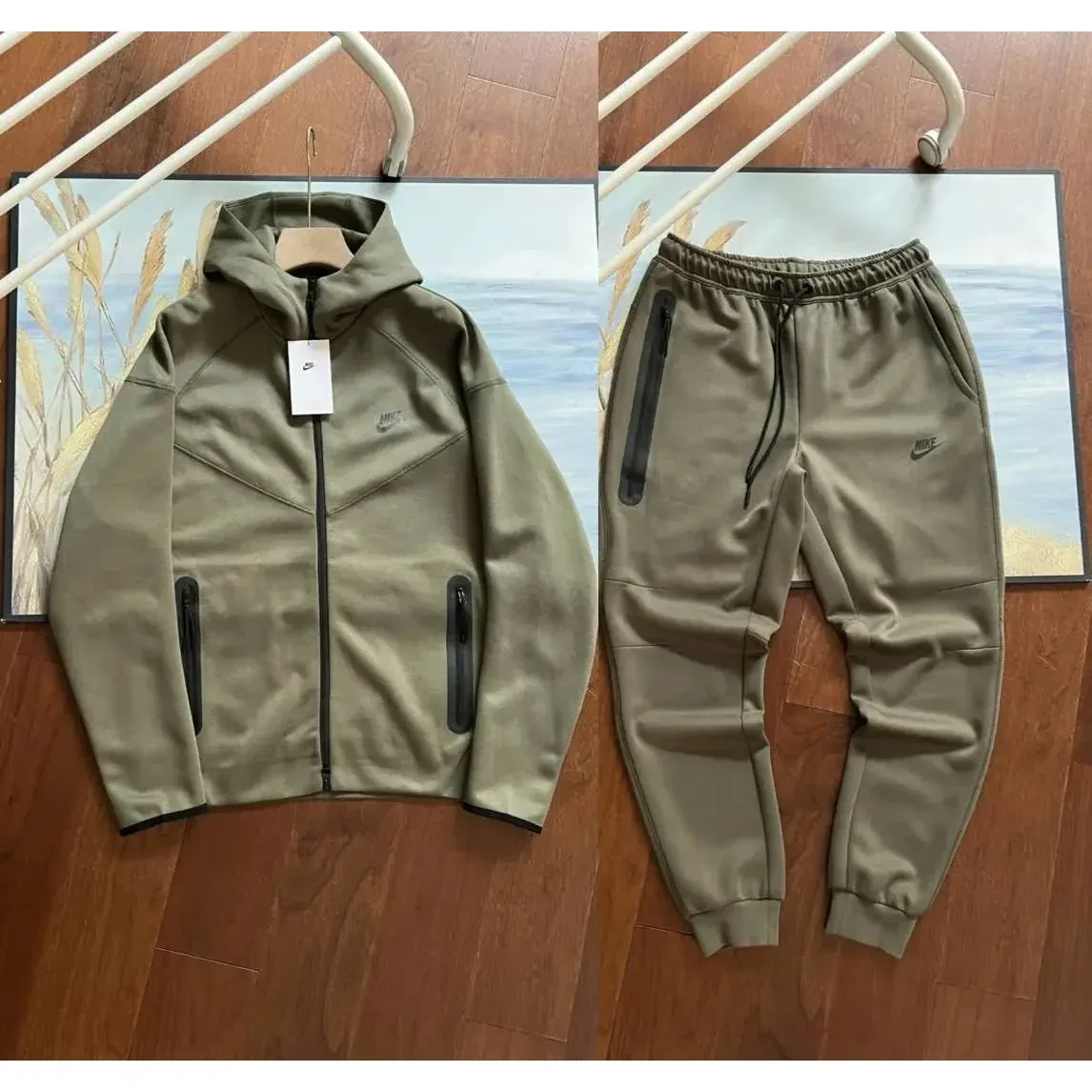 Nike Tech Fleece Olive Green Tracksuit Set