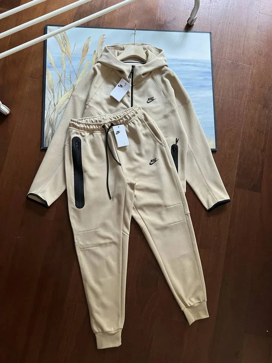 Nike Tech Fleece Beige Hoodie & Pants Set