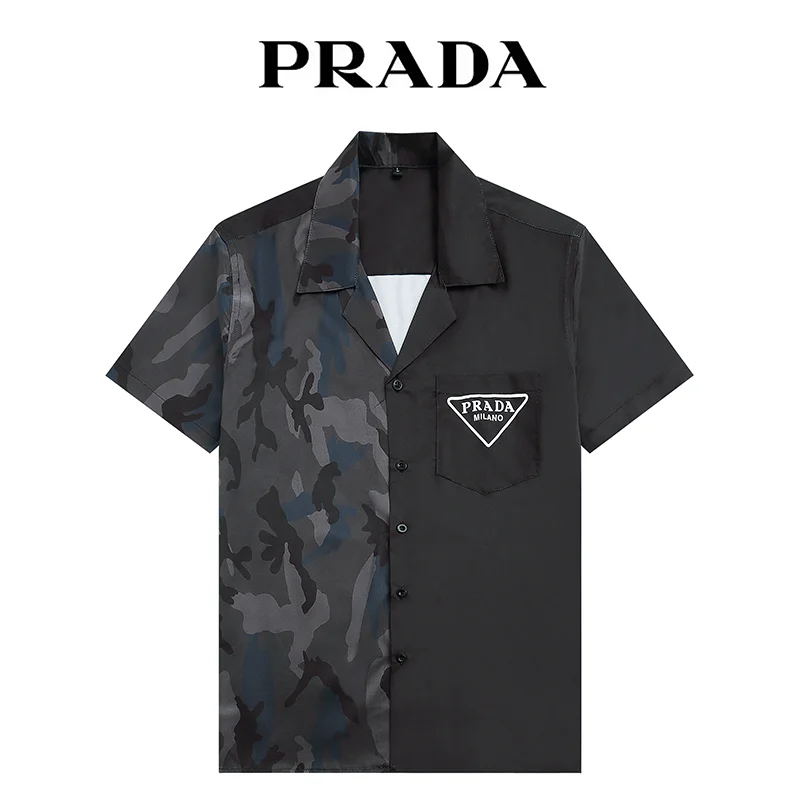 Prada Camo Patchwork Black Shirt