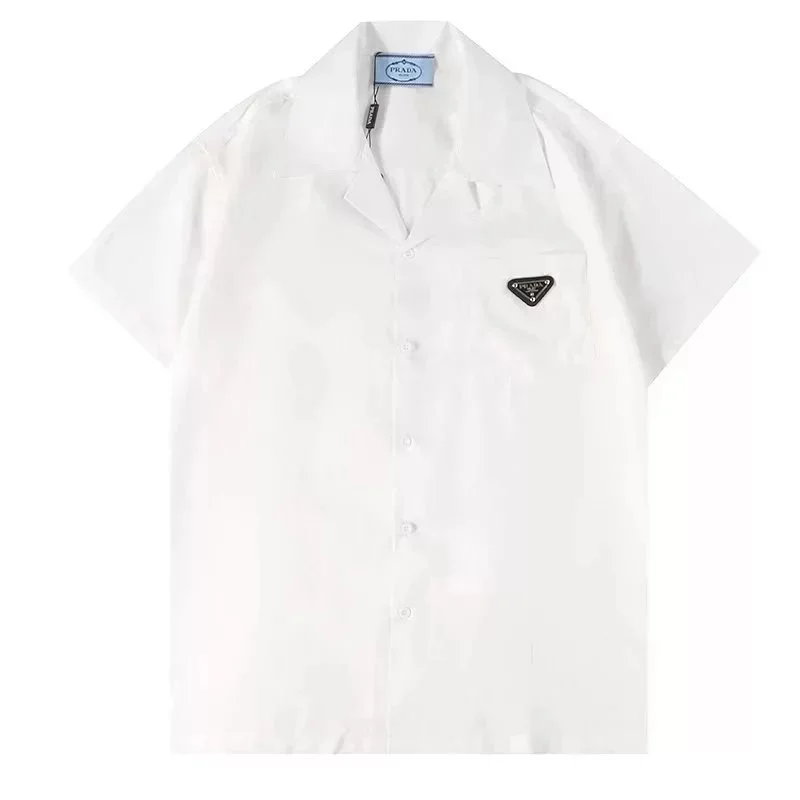 Prada White Triangle Logo Short Sleeve Shirt