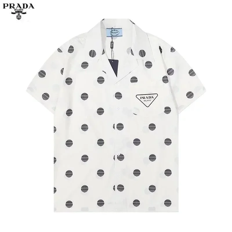 Prada White Polka Dot Short-Sleeve Shirt
