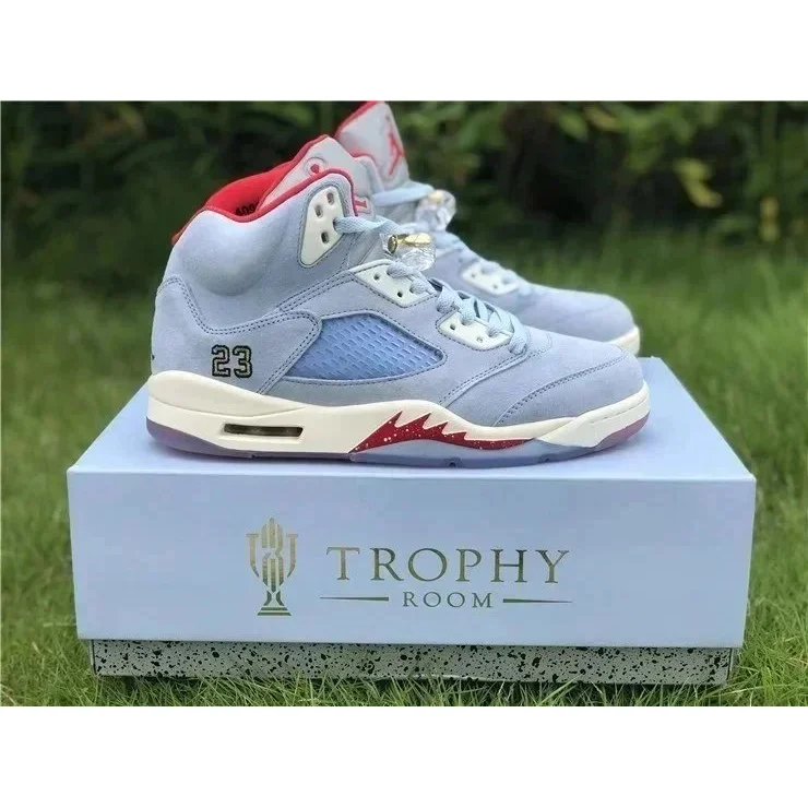 Air Jordan 5 Shark Blue Grey Sneakers