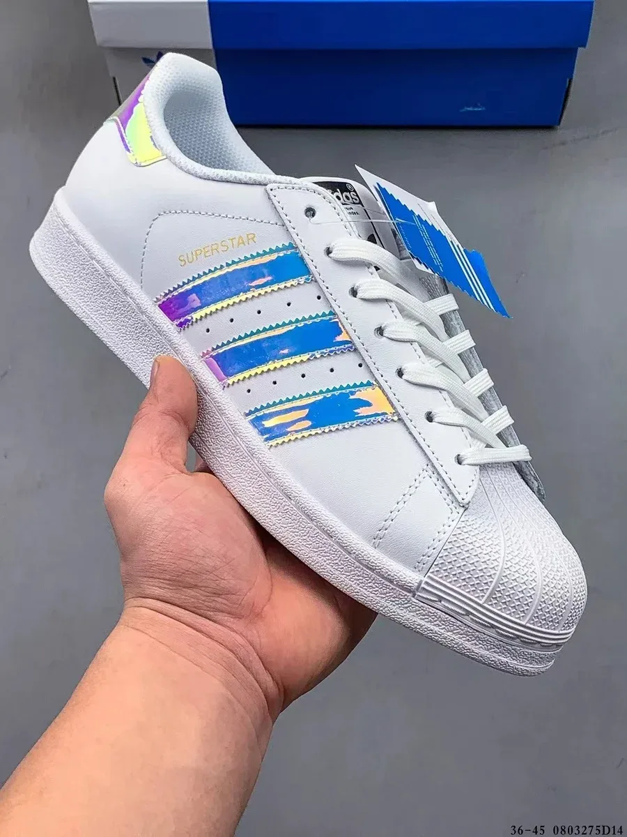 Adidas Superstar White Holographic Stripes Sneakers