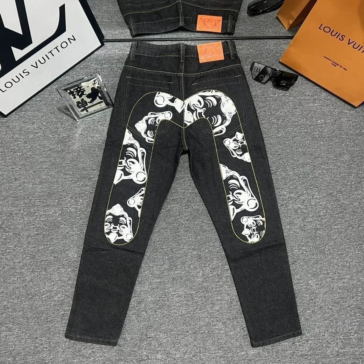 Louis Vuitton Japanese Print Jeans Black