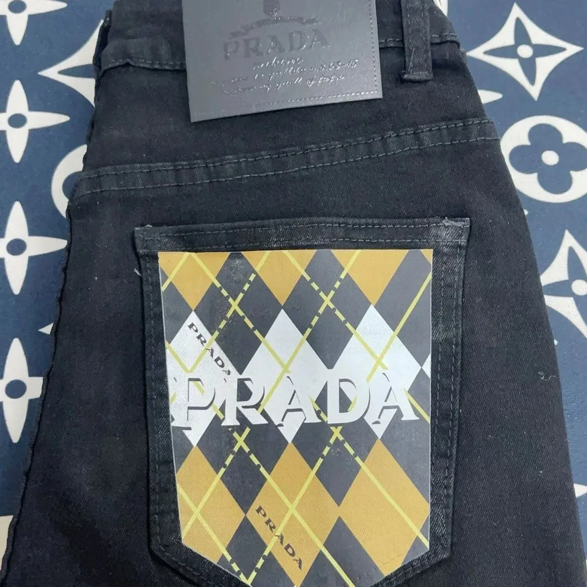 Prada Black Argyle Patch Jeans