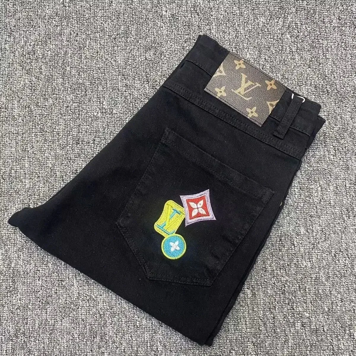 Louis Vuitton LV Monogram Embroidered Jeans Black