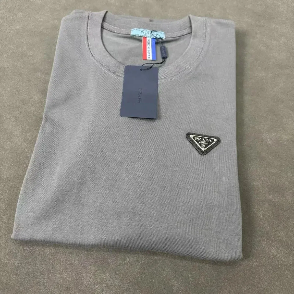 Prada Grey Logo Patch T-Shirt