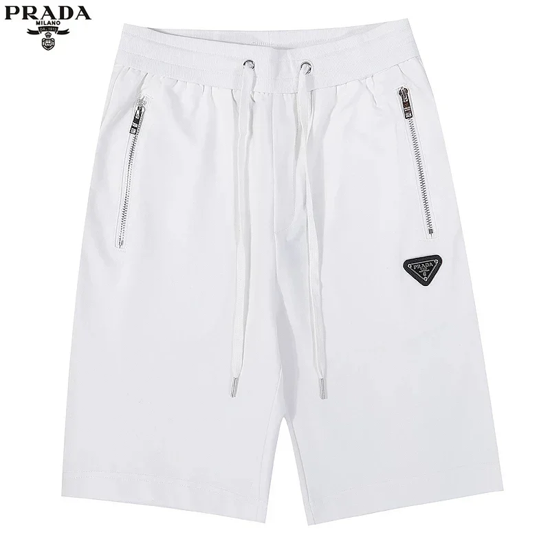 Prada White Triangle Logo Shorts