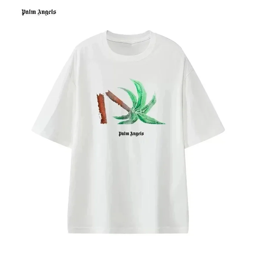 Palm Angels White Palm Print T-Shirt