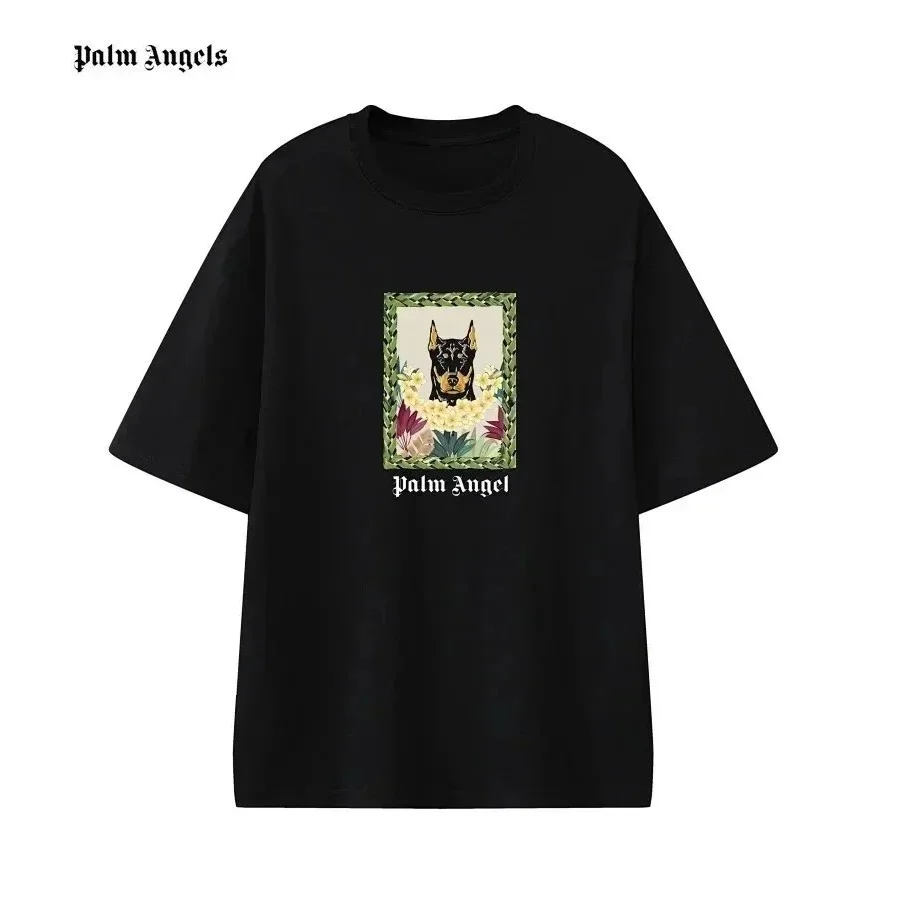 Palm Angels Black Doberman Print T-Shirt