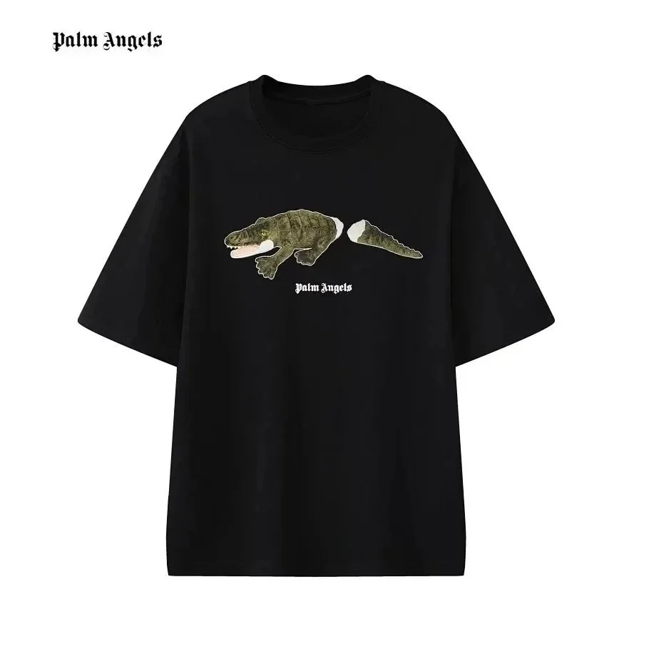 Palm Angels Crocodile Print Black T-Shirt