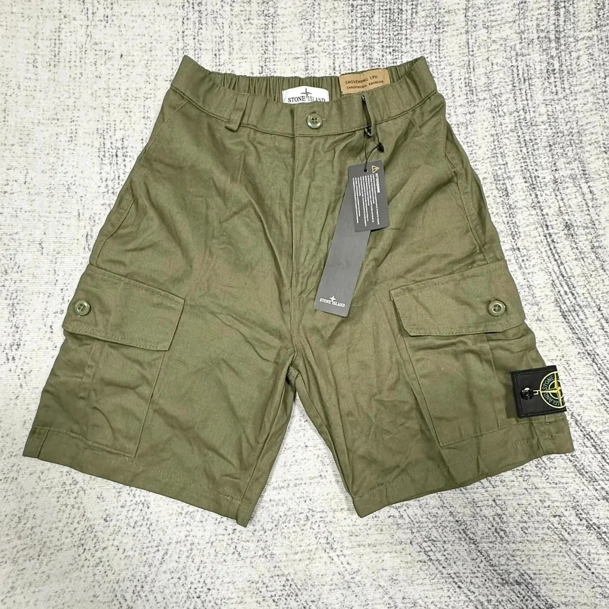 Stone Island 68-15 Olive Cargo Shorts
