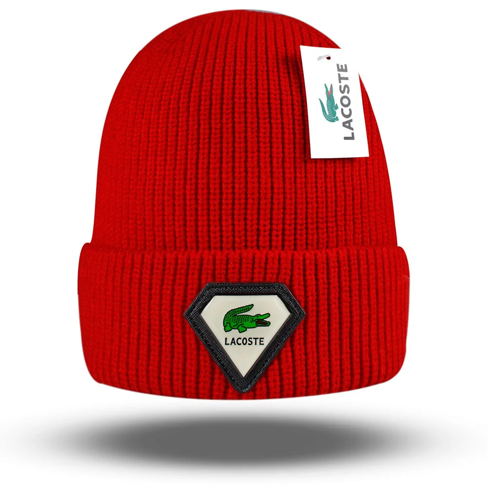 Lacoste Red Crocodile Beanie Hat