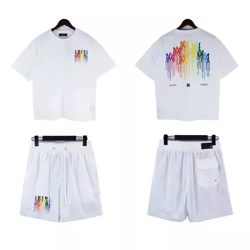 Amiri AMRI Drip White T-Shirt & Shorts Set