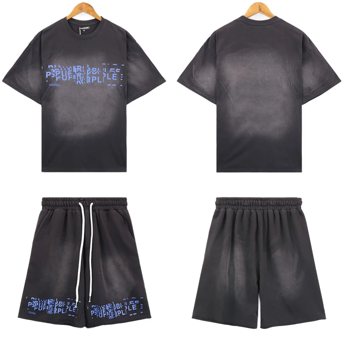 Unisex Black 'PSUE RUBBLE' Graphic T-Shirt & Shorts Set