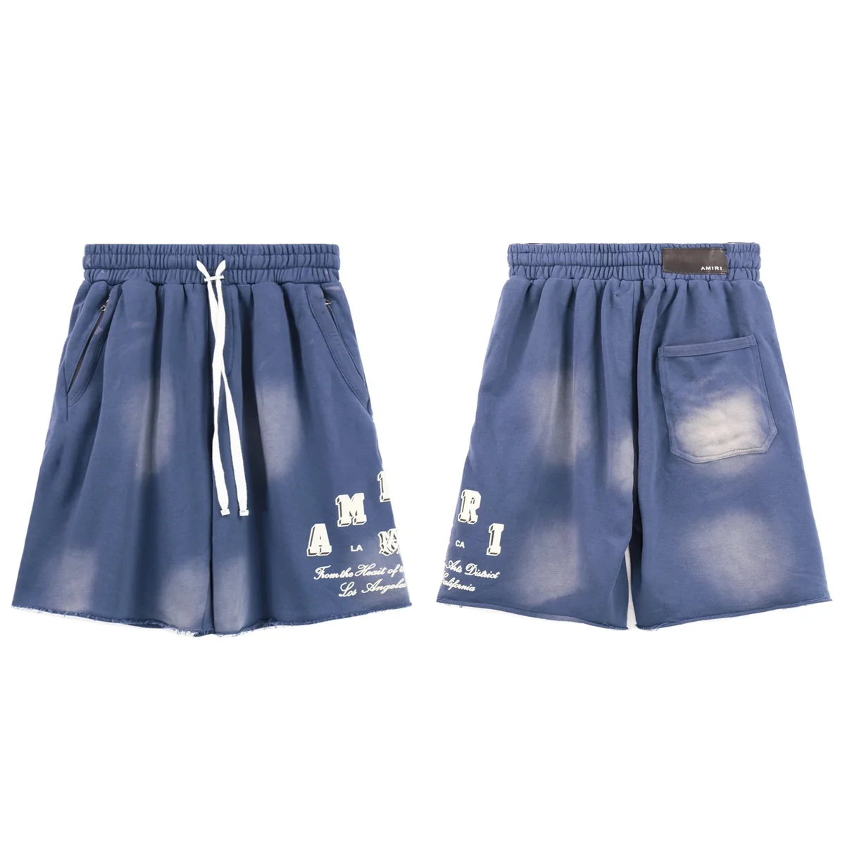 Amiri Blue Washed Letter Print Shorts