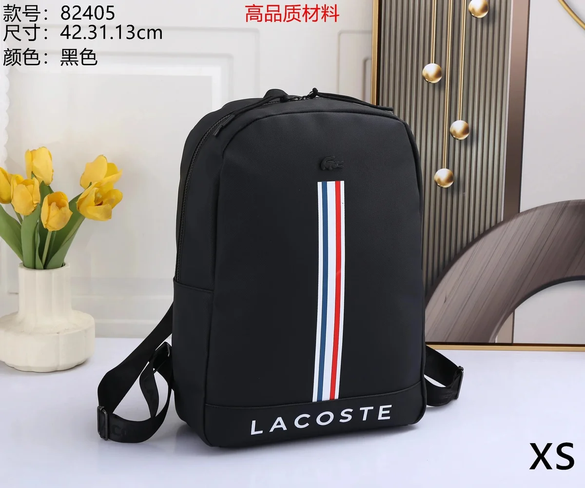 Lacoste Black Backpack with Stripes