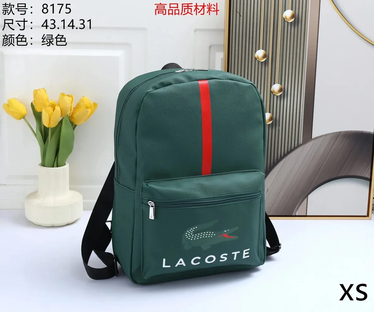 Lacoste Green Backpack with Red Stripe